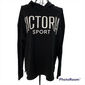 Victoria Sport Long Sleeve Logo Hoodie with Side Slits Size M